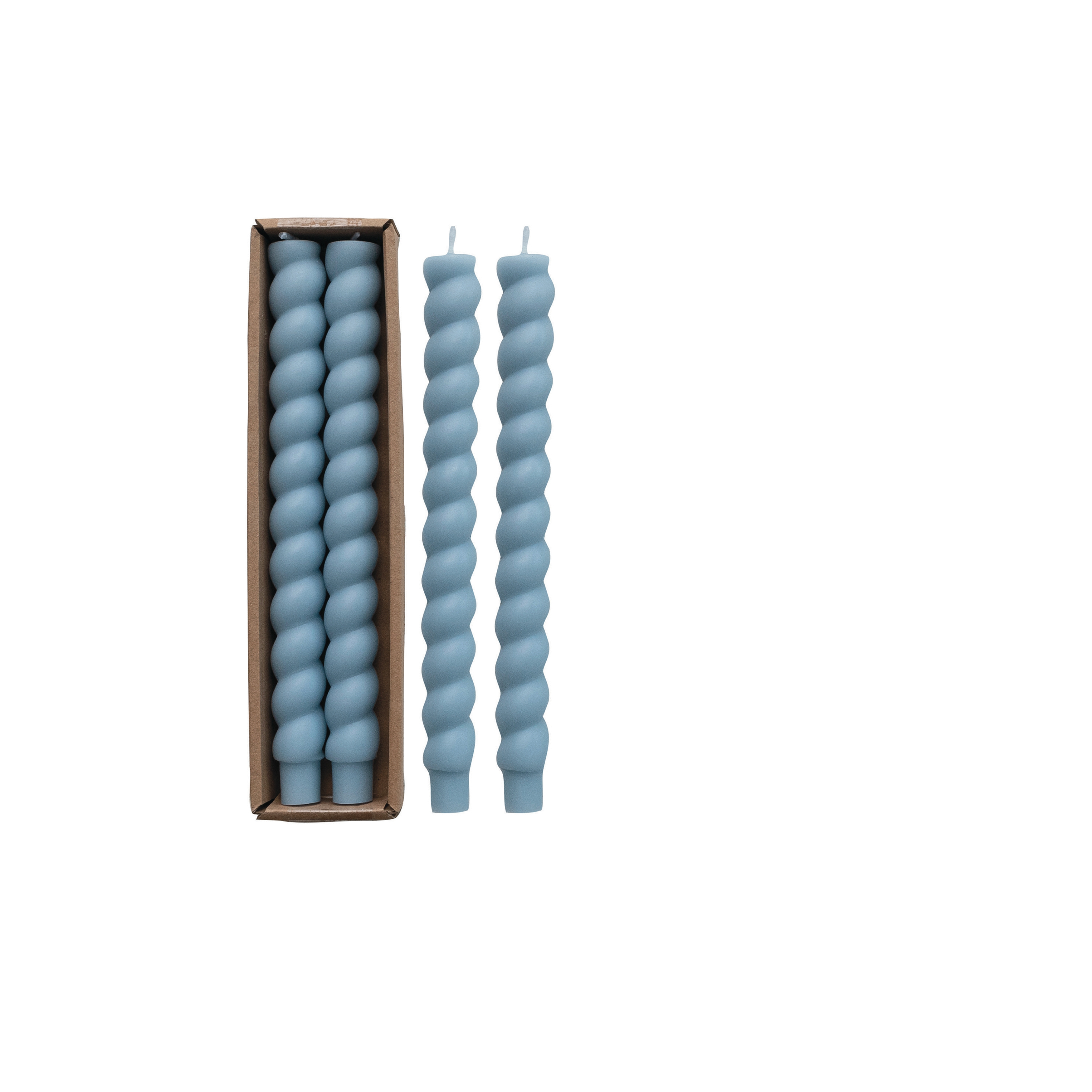 Twisted Taper Candles in Box, Blue, Set of 2 - Image 0
