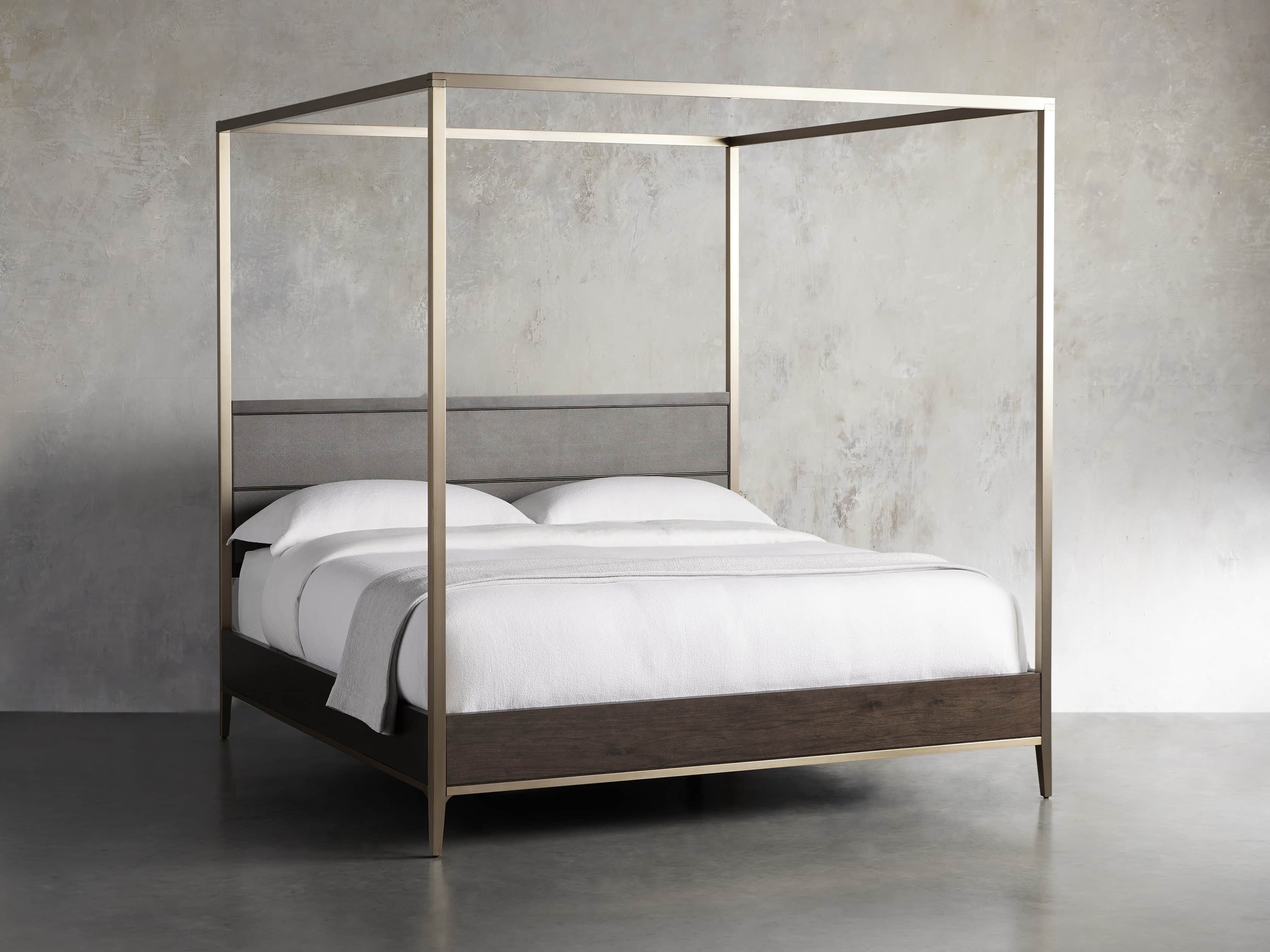 Malone Canopy Bed in Shagreen King Brown  Sparrow  - Image 0