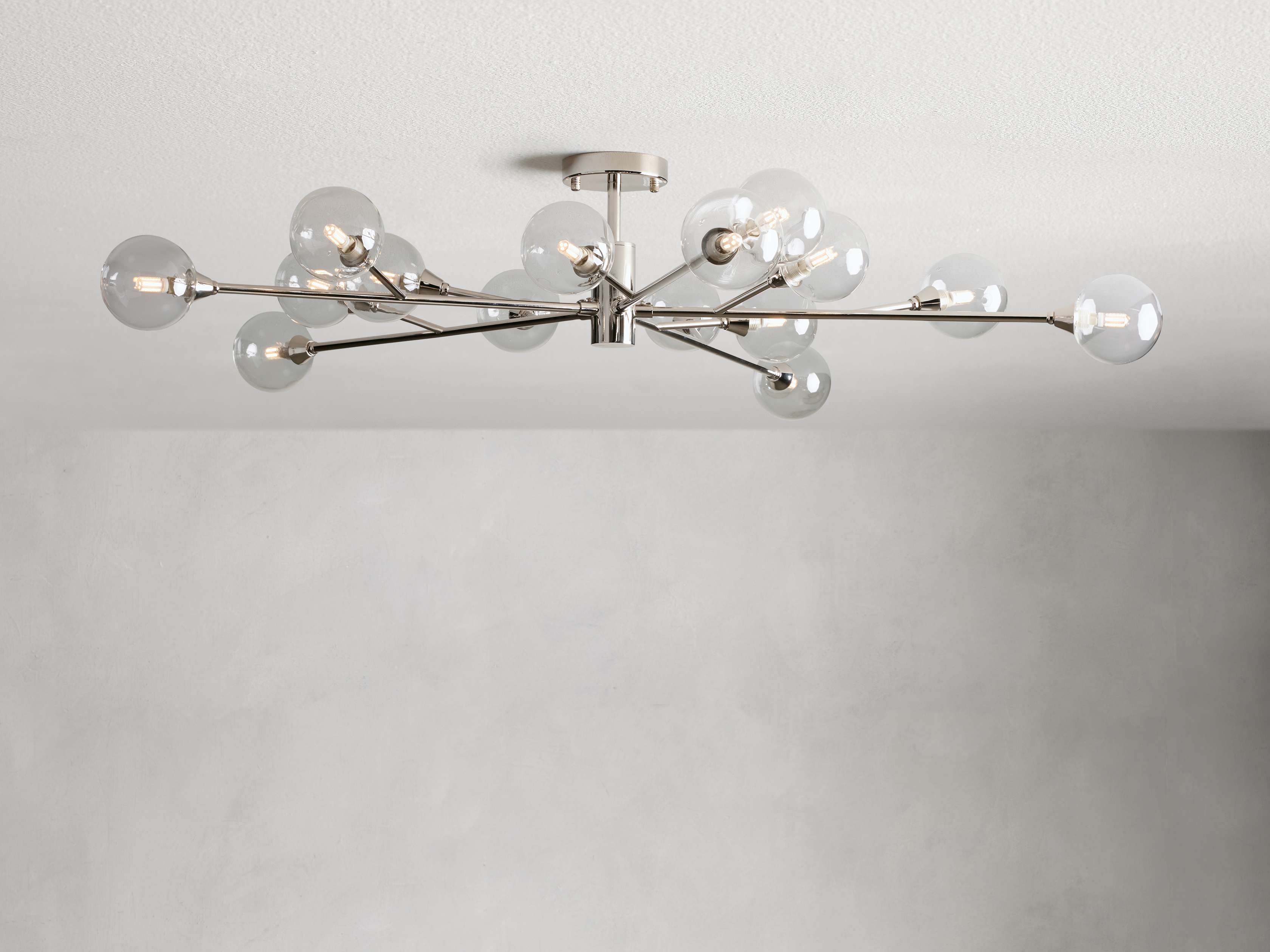 Apollo Flush Mount in Nickel Glass 47" Silver   - Image 0