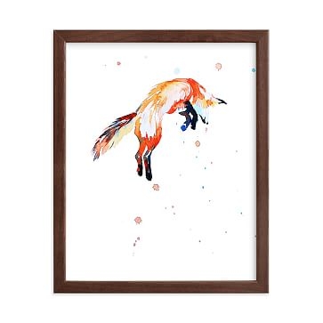 Fox Jump, Walnut Wood Frame, 8"x10" - Image 0