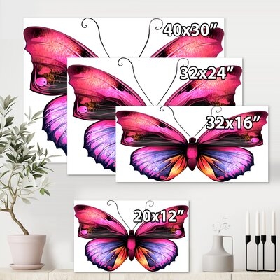 Bright Pink Butterfly Portrait - Modern Canvas Wall Art Print - Image 0