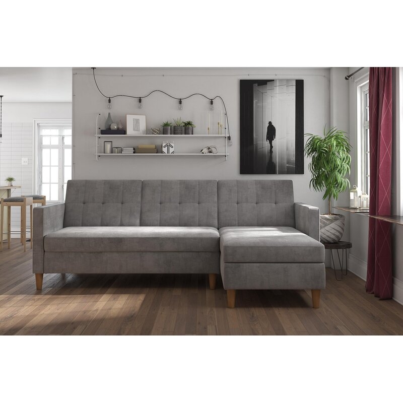 Kayden 84" Wide Reversible Sleeper Sofa & Chaise, Gray - Image 3