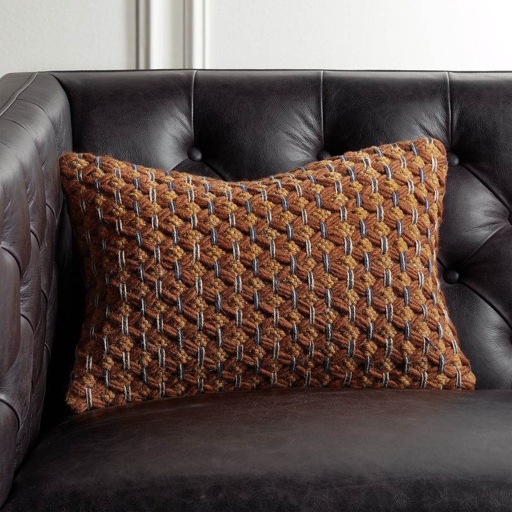 18"x12" Geema Copper Woven Pillow with Feather-Down Insert - Image 0