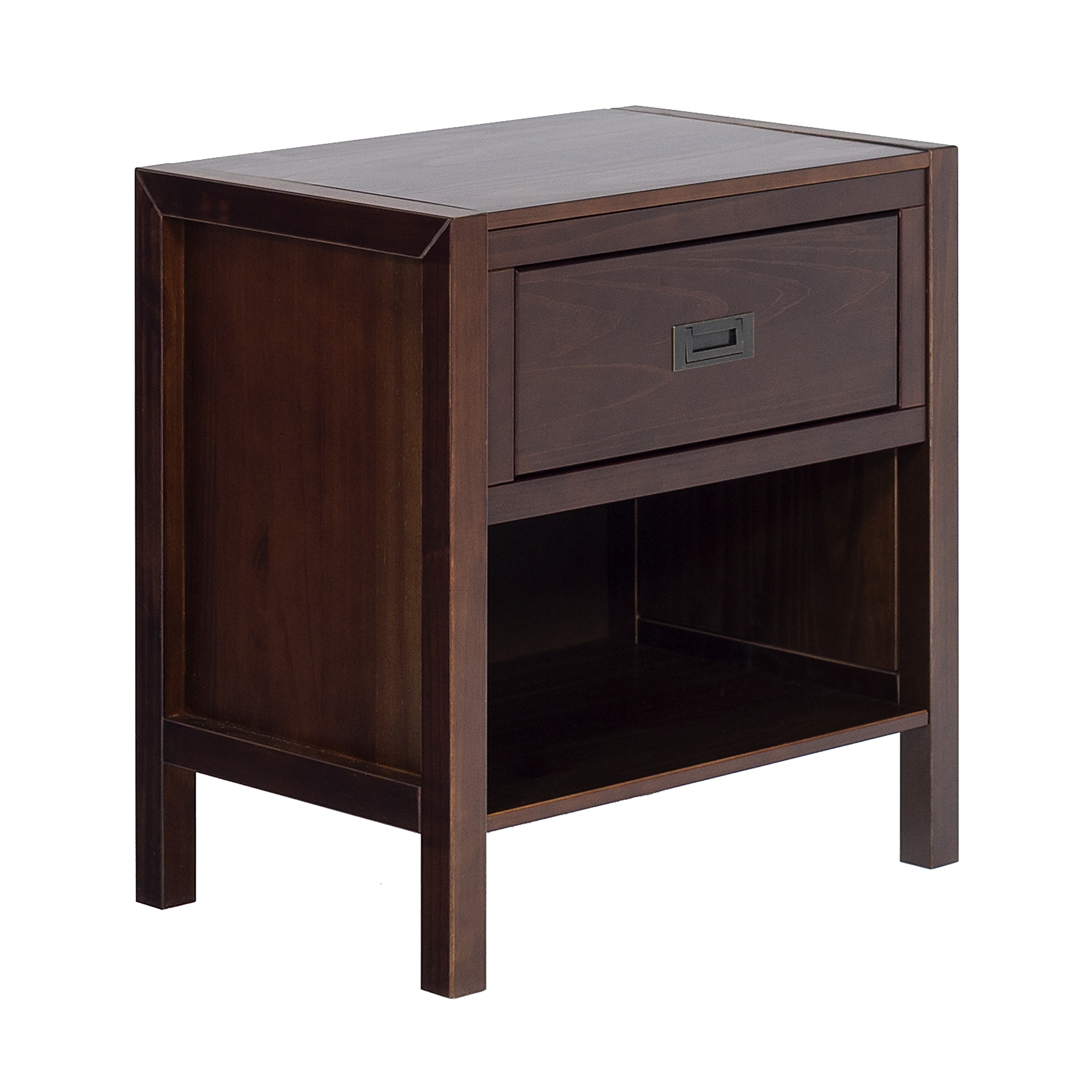 Lydia 1 Drawer Classic Solid Wood Nightstand - Walnut - Image 1