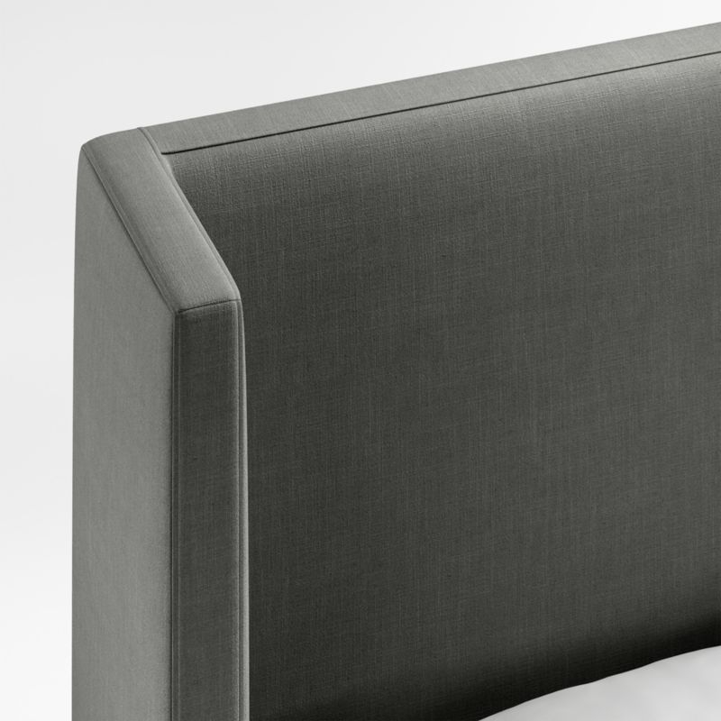 Arden 52" Graphite Grey Upholstered Queen Headboard with Batten White Oak Storage Bed Base - Image 2