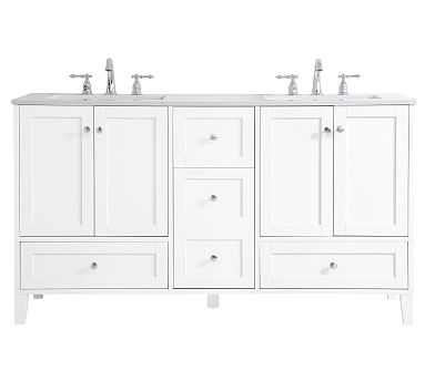 White Moro Double Sink Vanity, 60" - Image 0