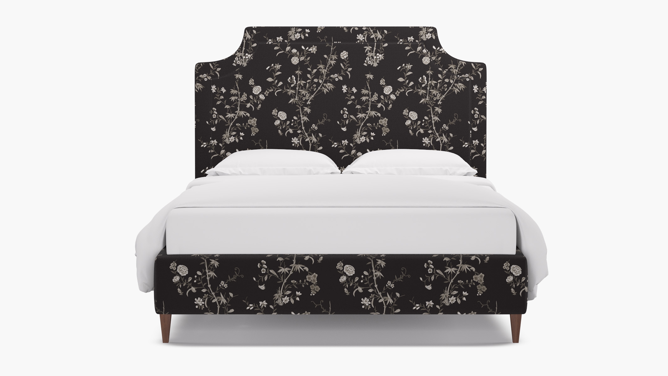 Deco Bed, Black Bamboo Garden, Walnut Square Tapered Leg, Twin - Image 0