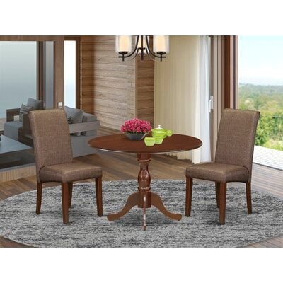 Alcott Hill® Zetilla-OAK-02 5 Pc Kitchen Table Set - Oak Round Dining Table With 4 Upholstered Dining Chairs - Oak Finish - Image 0