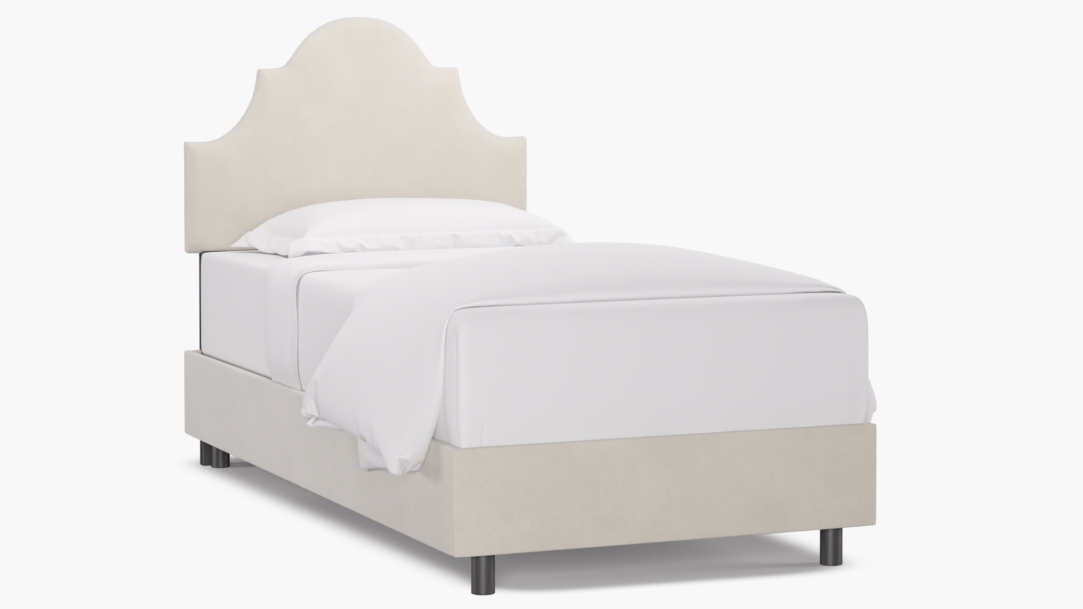 Regency Bed, White Classic Velvet, Twin - Image 0