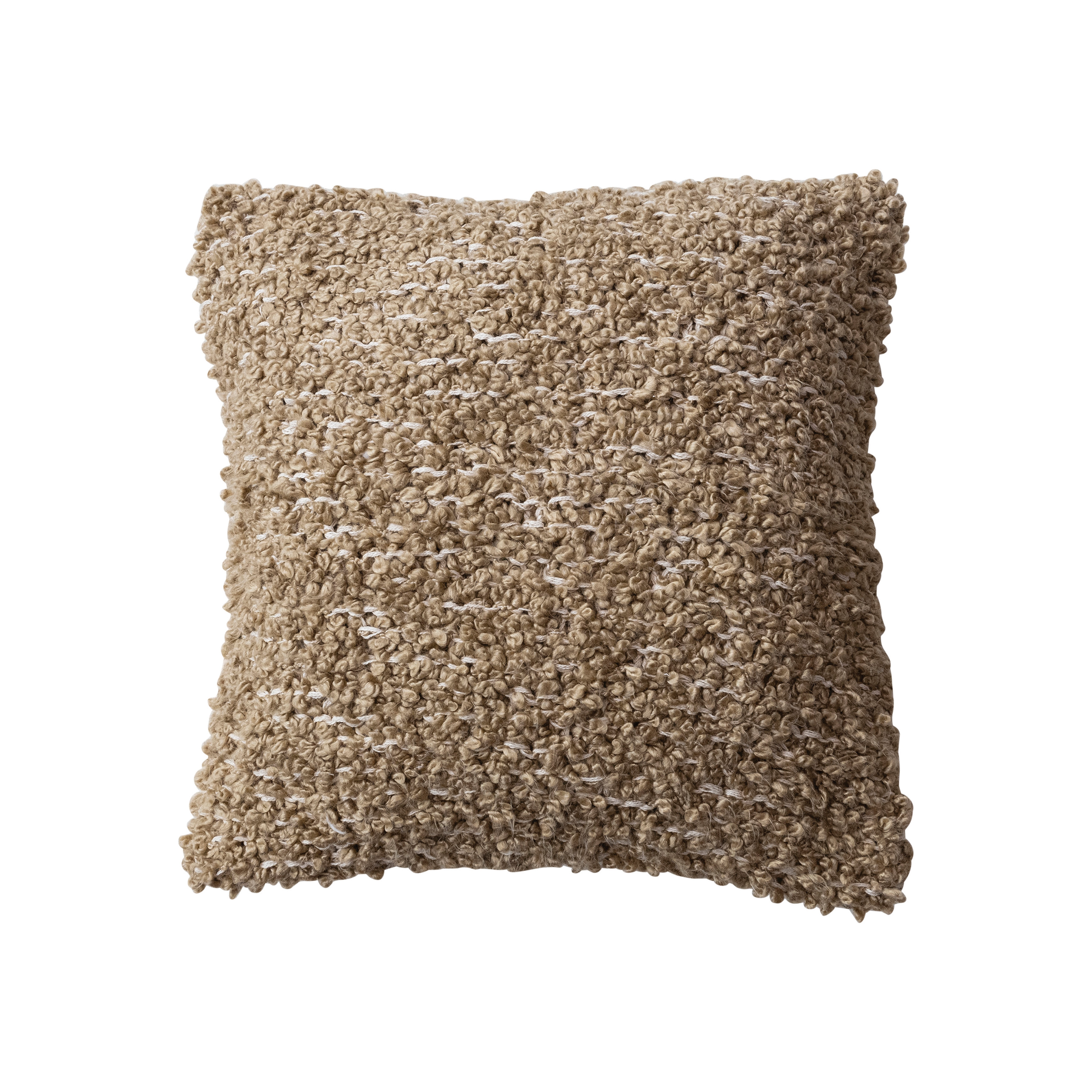Woven Cotton Blend Bouclé Pillow, Tan - Image 0