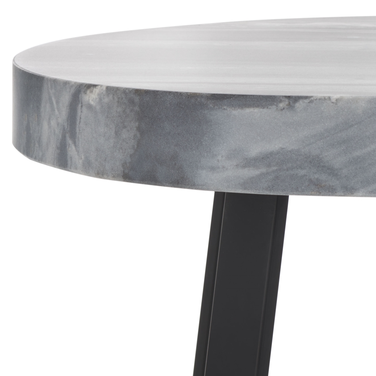 Guenon Round Accent Table - Grey Marble / Black - Safavieh - Image 1