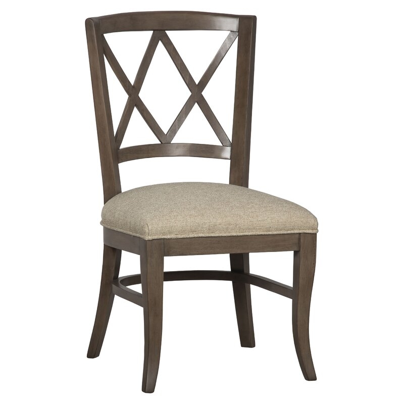 Fairfield Chair Portsmouth Upholstered Cross Back Side Chair in French Oak - Image 0