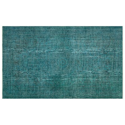 One-of-a-Kind Hand-Knotted 1960s Turquoise 5'6" x 8'2" Area Rug - Image 0