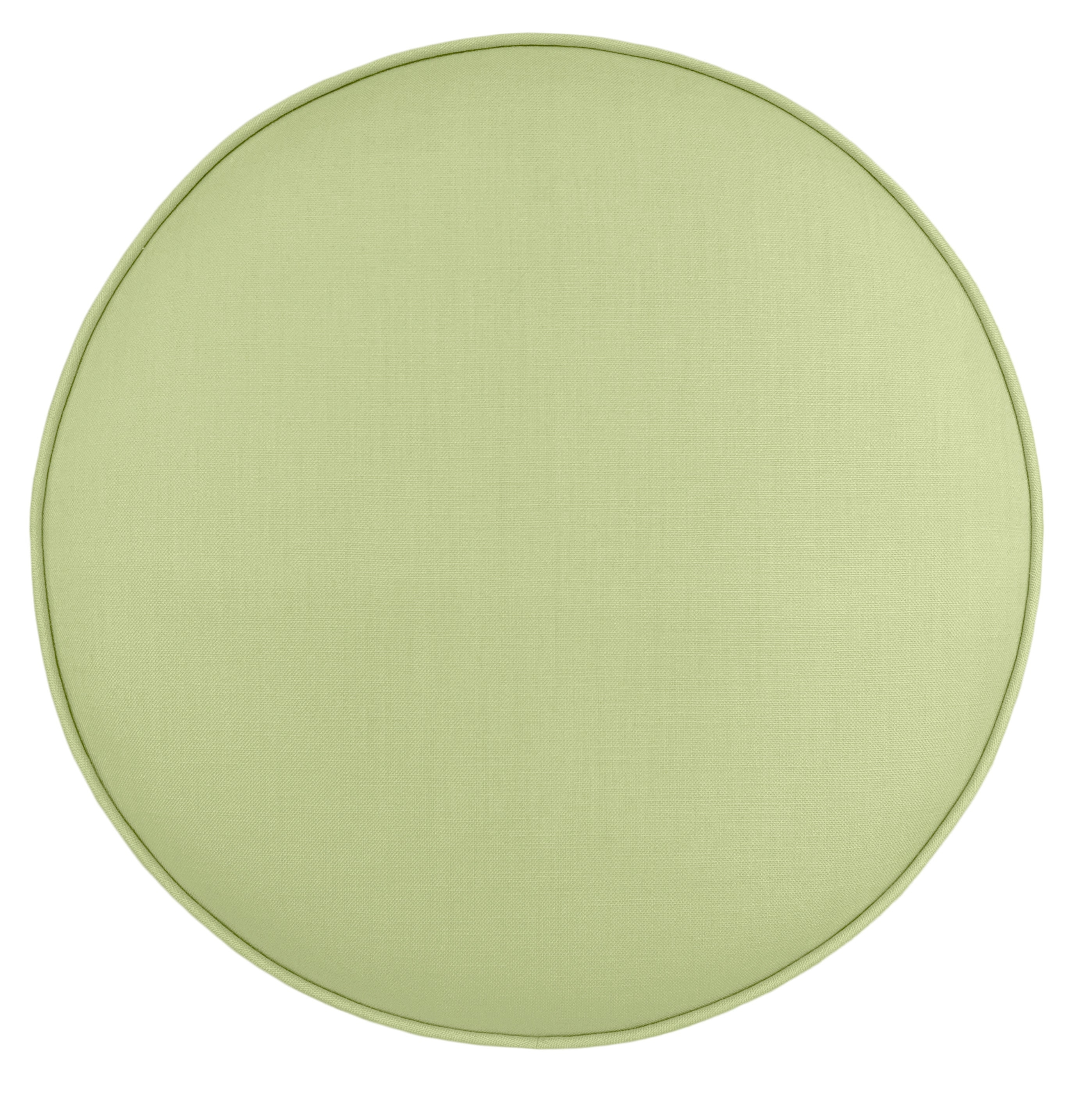 THE TIGHT ROUND OTTOMAN :: CLASSIC LINEN // CELADON + BULLION FRINGE - SAMPLE 4" X 4" / Celadon - Image 3