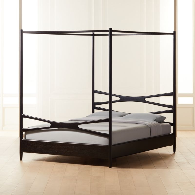 Oslo Queen Black Canopy Bed - Image 1
