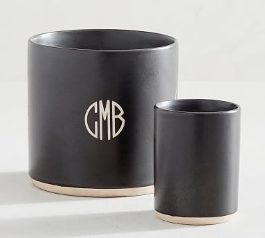 Mason Ceramic Scented Candle, Black Amber, Charcoal, Large - Image 1