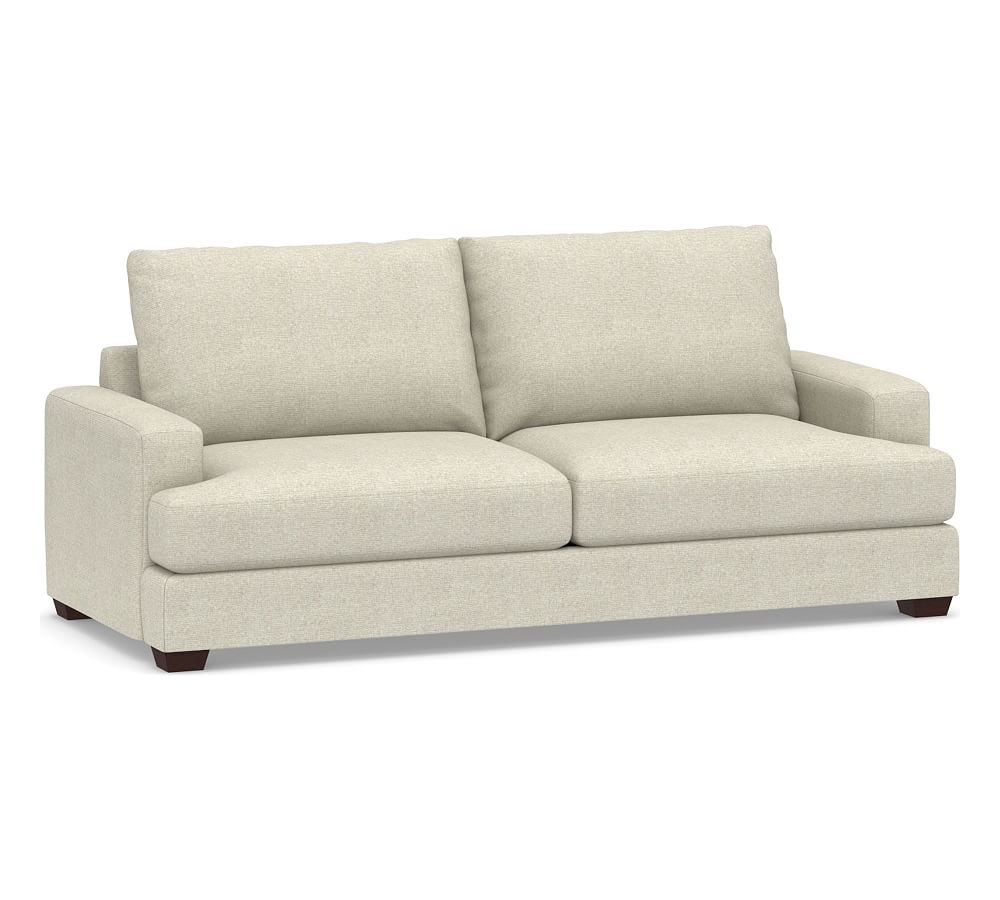 Canyon Square Arm Upholstered Grand Sofa 96", Down Blend Wrapped Cushions, Performance Heathered Basketweave Alabaster White - Image 0