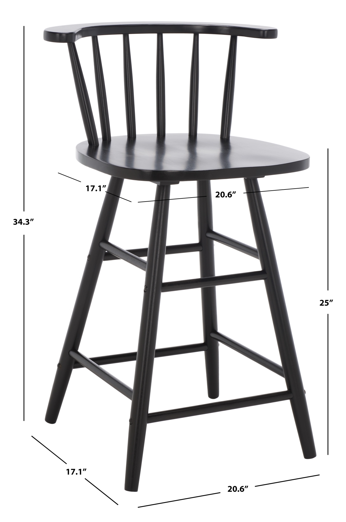 Jay Wood Counter Stool - Black - Safavieh - Image 8