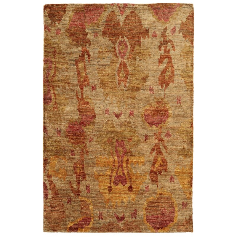 Tommy Bahama Home Ansley Abstract Hand-Knotted Jute Beige/Orange/Brown Area Rug - Image 0