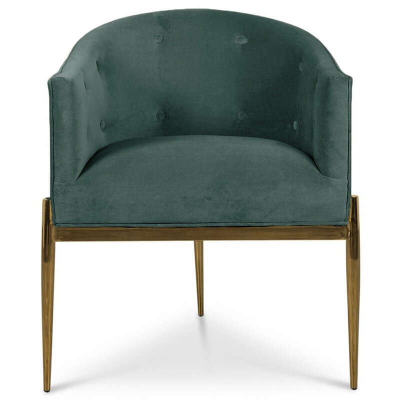 Art Deco Upholstered Dining Chair Upholstery Color: Hunter Green - Image 0