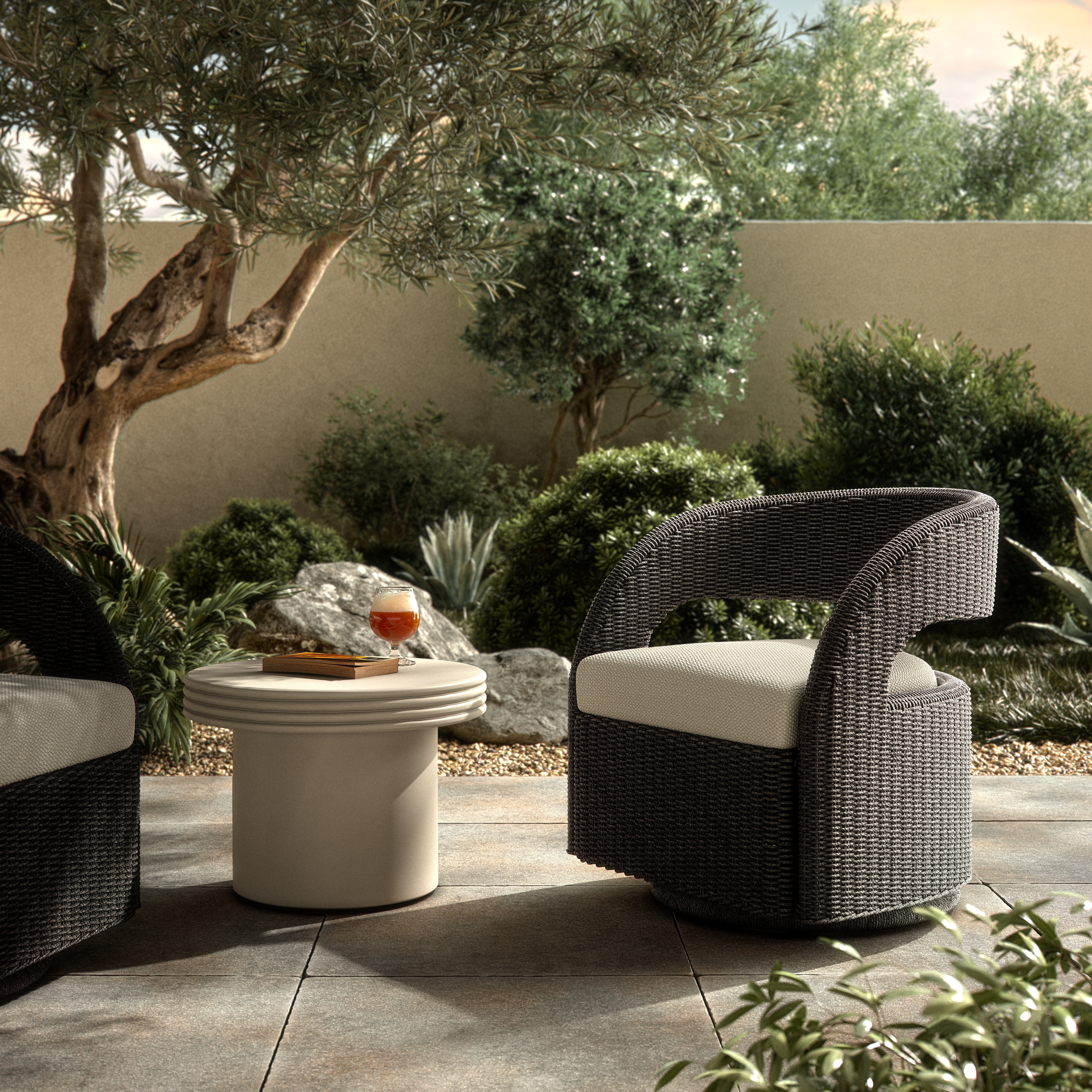 Hawkins Outdoor Swivel Chair - Faye Cream - Image 14