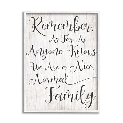 We are a Nice Normal Family Wood Script Typography - Graphic Art Print - Image 0
