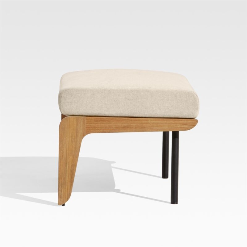 Kinney Teak Wood Outdoor Ottoman with Cushion - Image 1