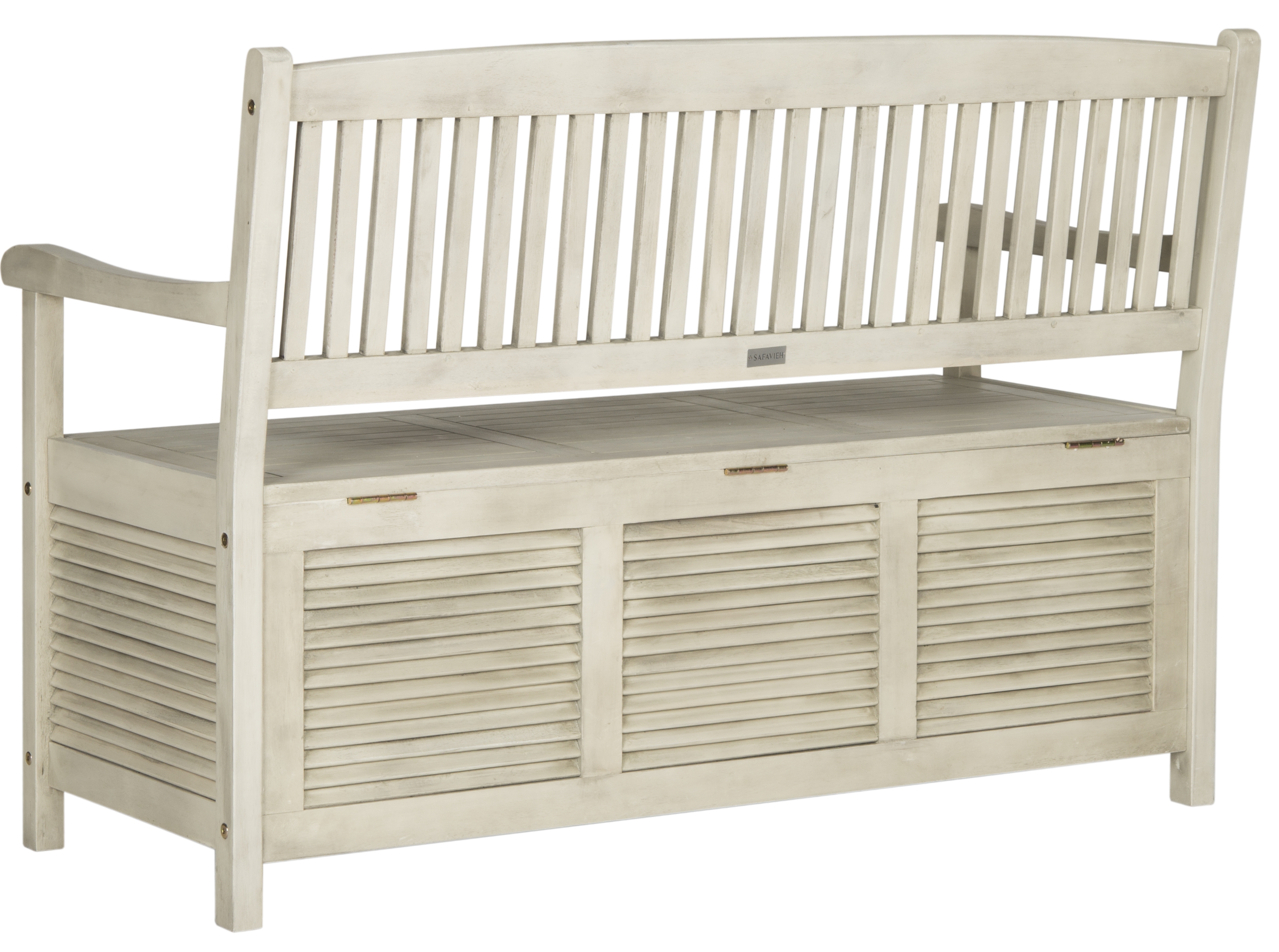 Brisbane Storage Bench - Distressed White - Safavieh - Image 2