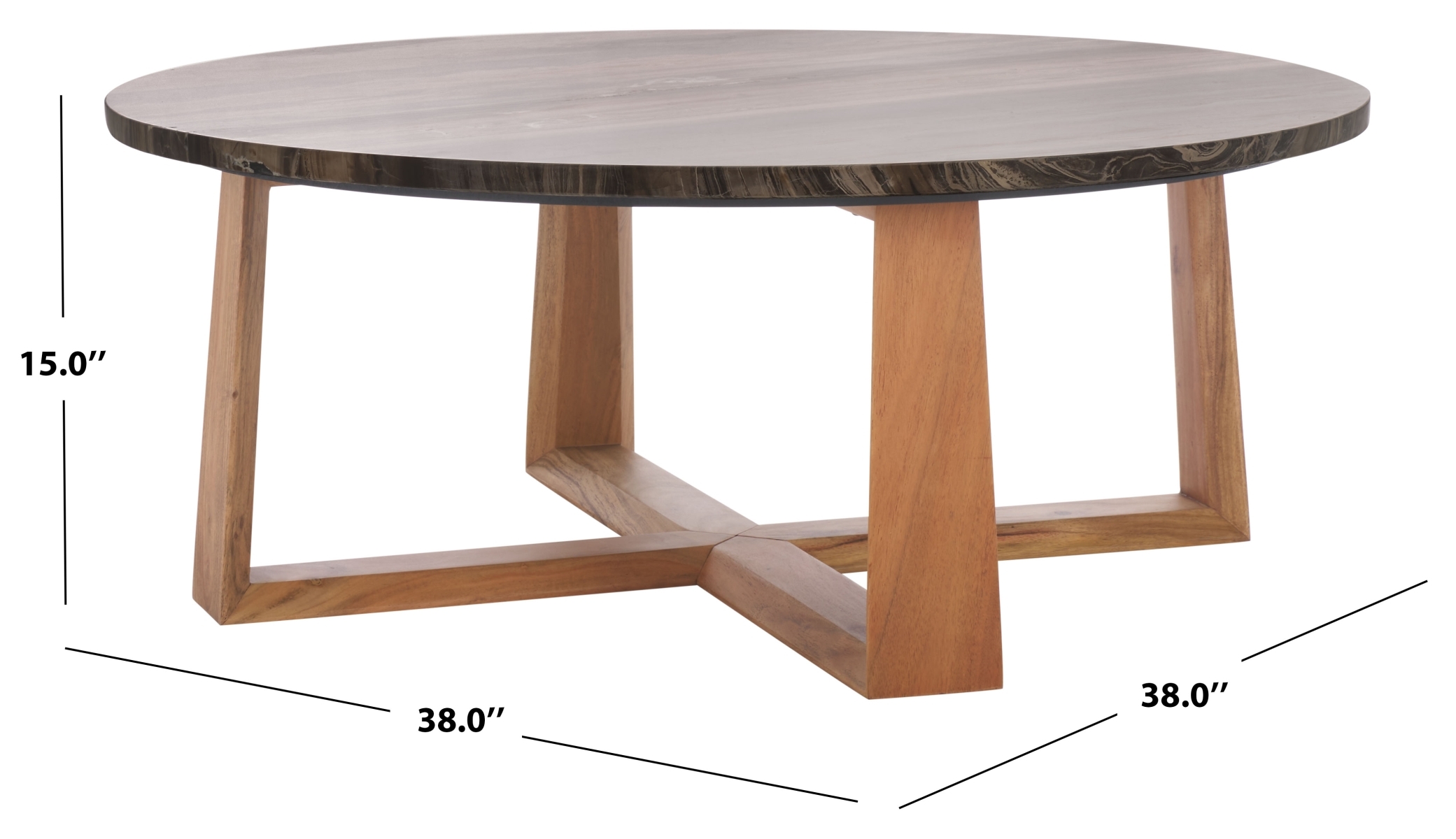 Trenton Marble Top Coffee Table - Brown/Natural - Image 6