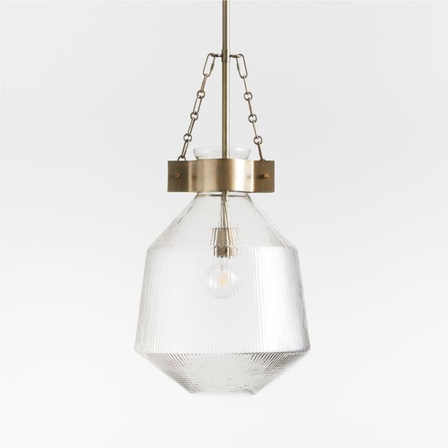 Aiden Ribbed Glass Brass Pendant Light - Image 0
