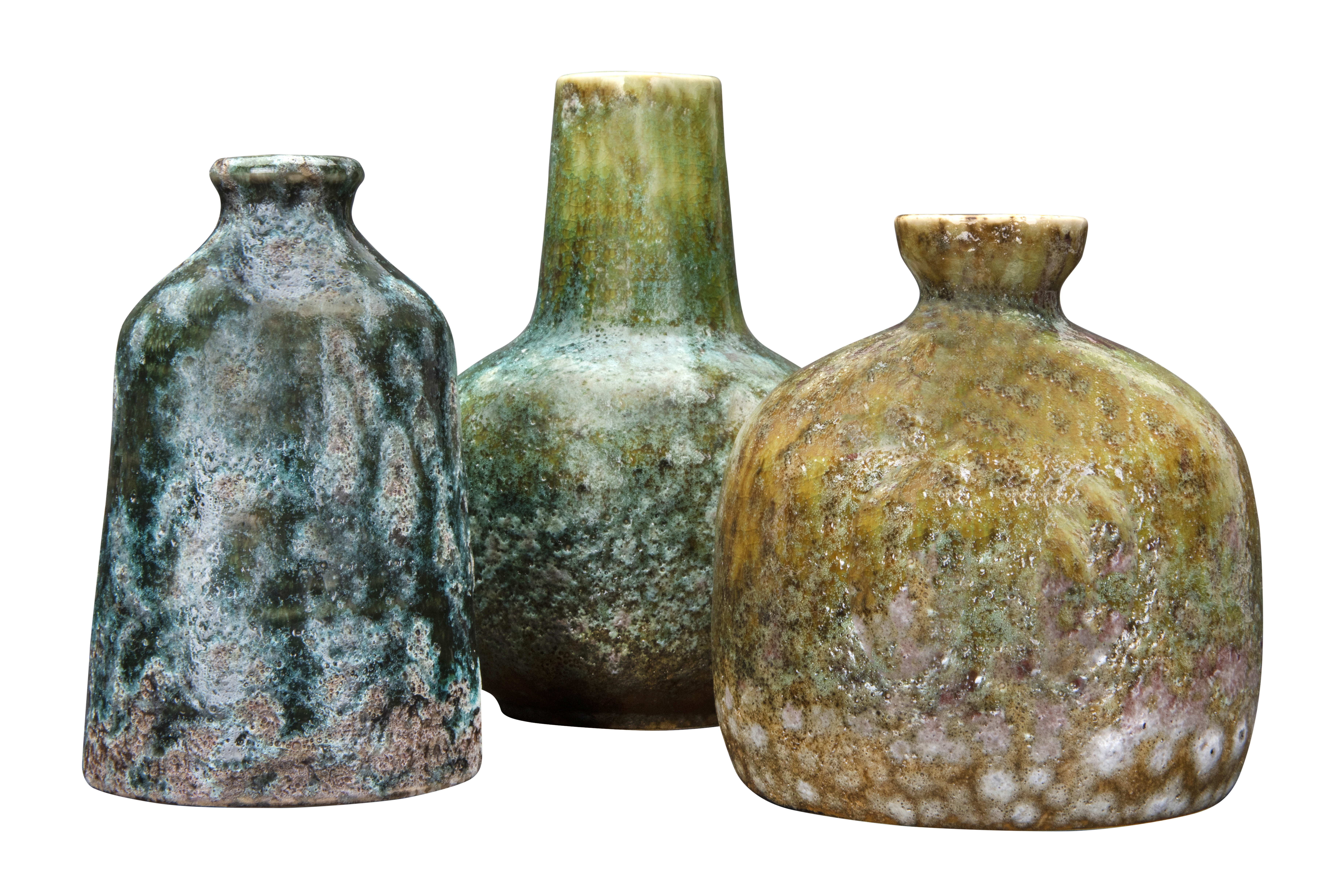 Green & Blue Textured Stoneware Vases (Set of 3 Shapes) - Image 0