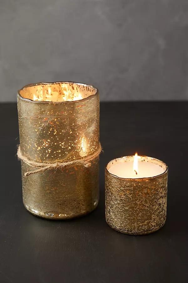 Gold Mercury Glass Candle, Ginger Patchouli - Image 0