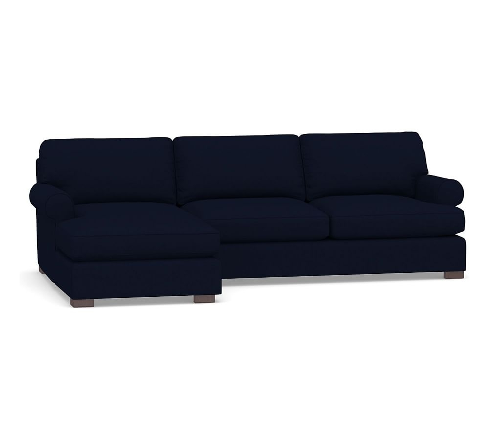 Townsend Roll Arm Upholstered Right Arm Sofa with Chaise Sectional, Polyester Wrapped Cushions, Performance Everydaylinen(TM) Navy - Image 0