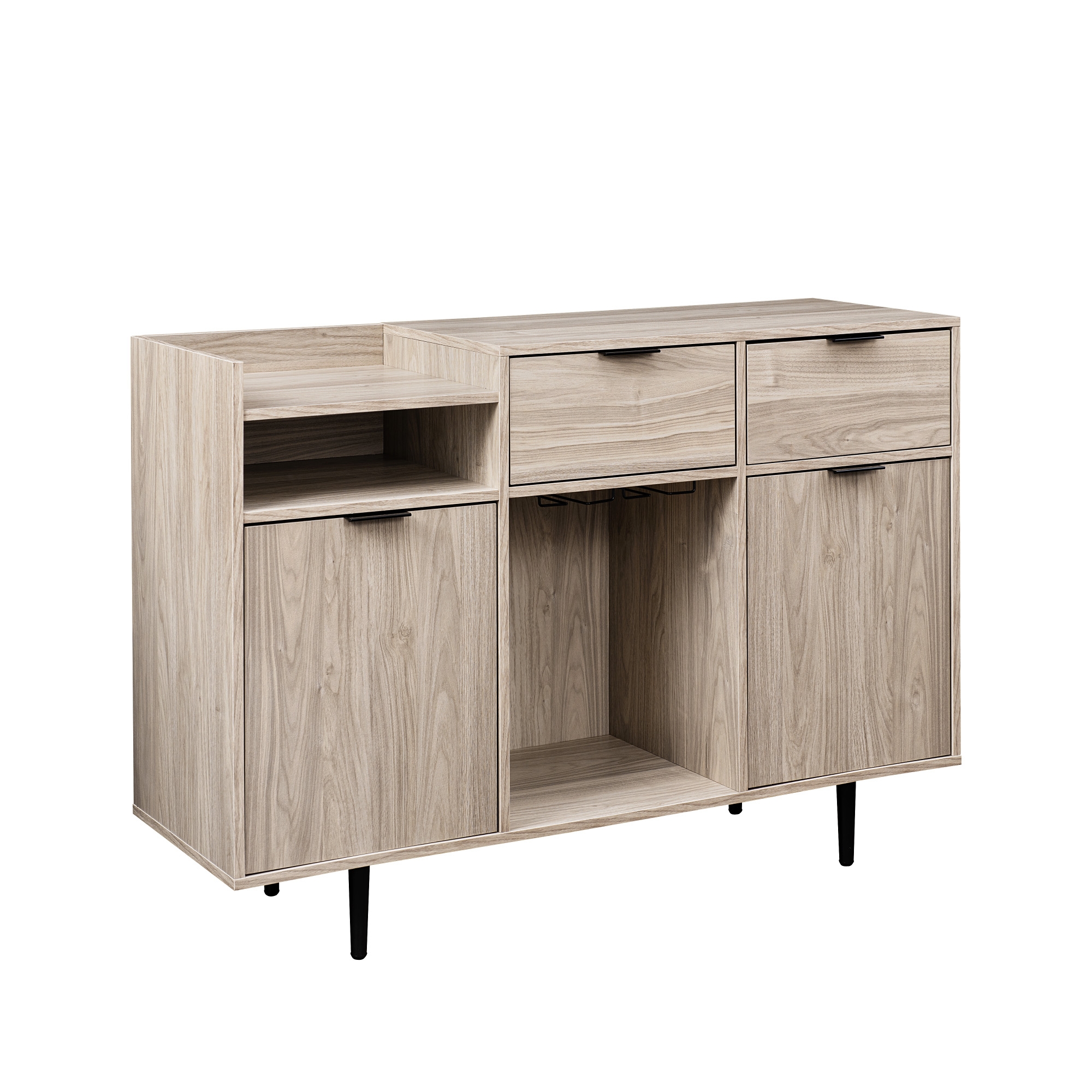 48" Modern 2-Drawer and 2-Door Bar Cabinet - Birch - Image 0
