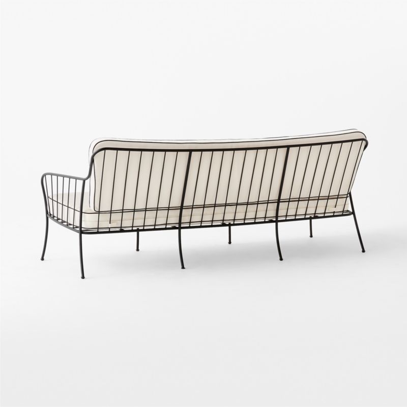 Welling Black Metal Outdoor Sofa with White Cushions - Image 7