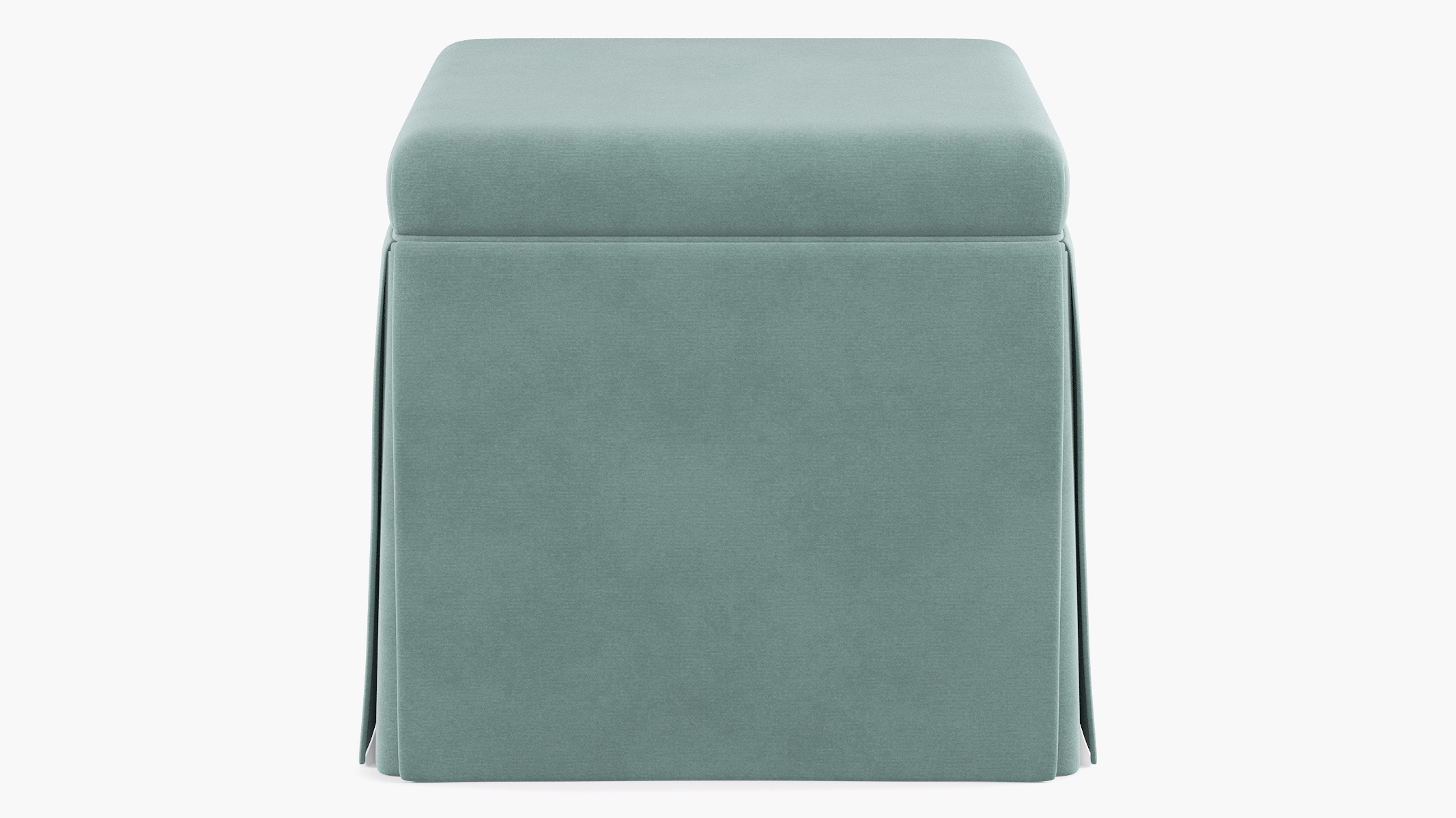 Skirted Storage Ottoman, Aqua Classic Velvet - Image 0