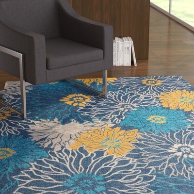 Lahoma Floral Blue/Yellow Area Rug - Image 0