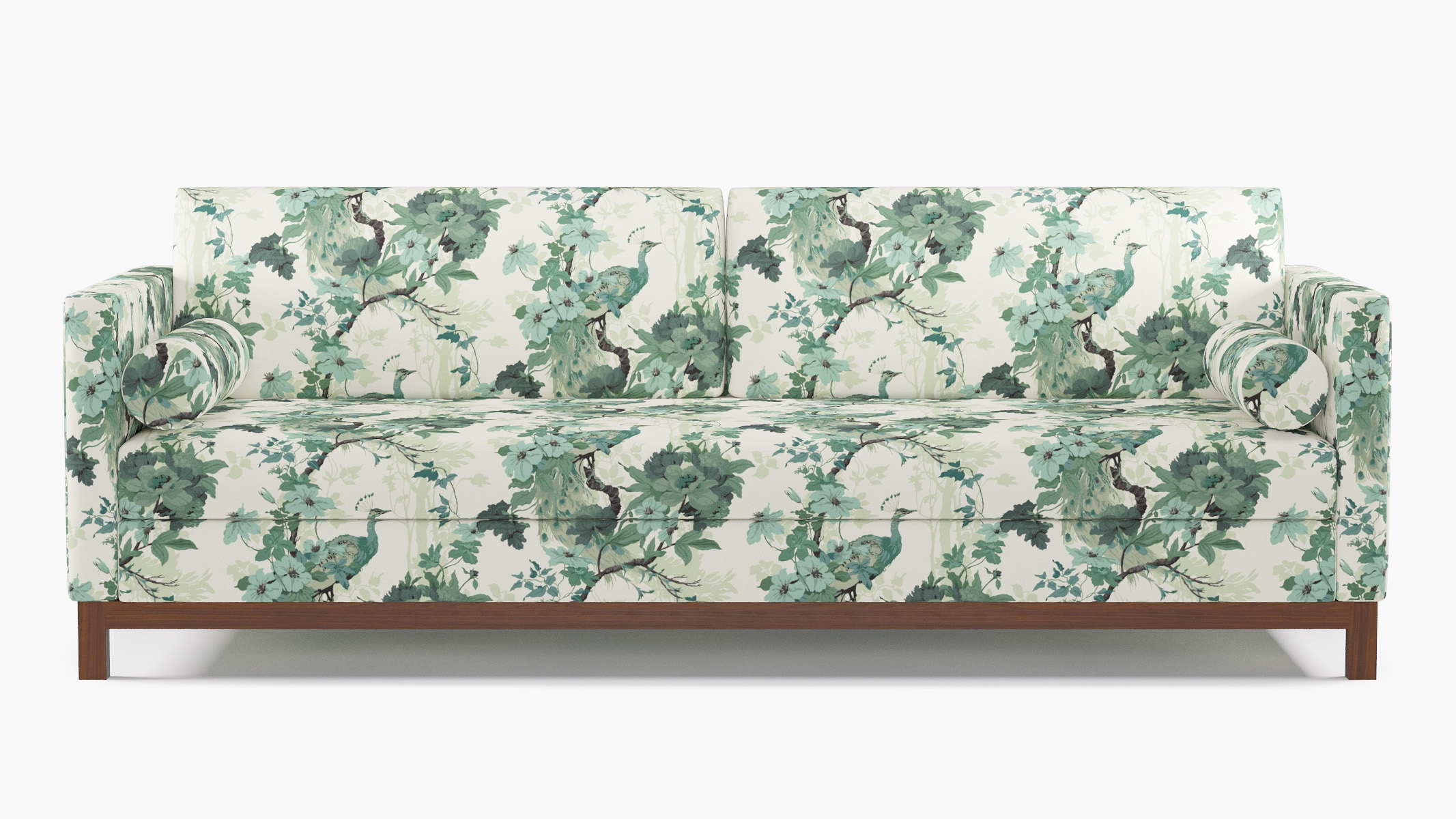 Tailored Tuxedo Sofa, Jade Peacock Park, Walnut Wood Rail - Image 0