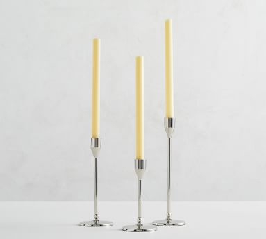 Modern Silver Taper Candle Holder, Silver, Mixed Sizes, Set of 3 - Image 2