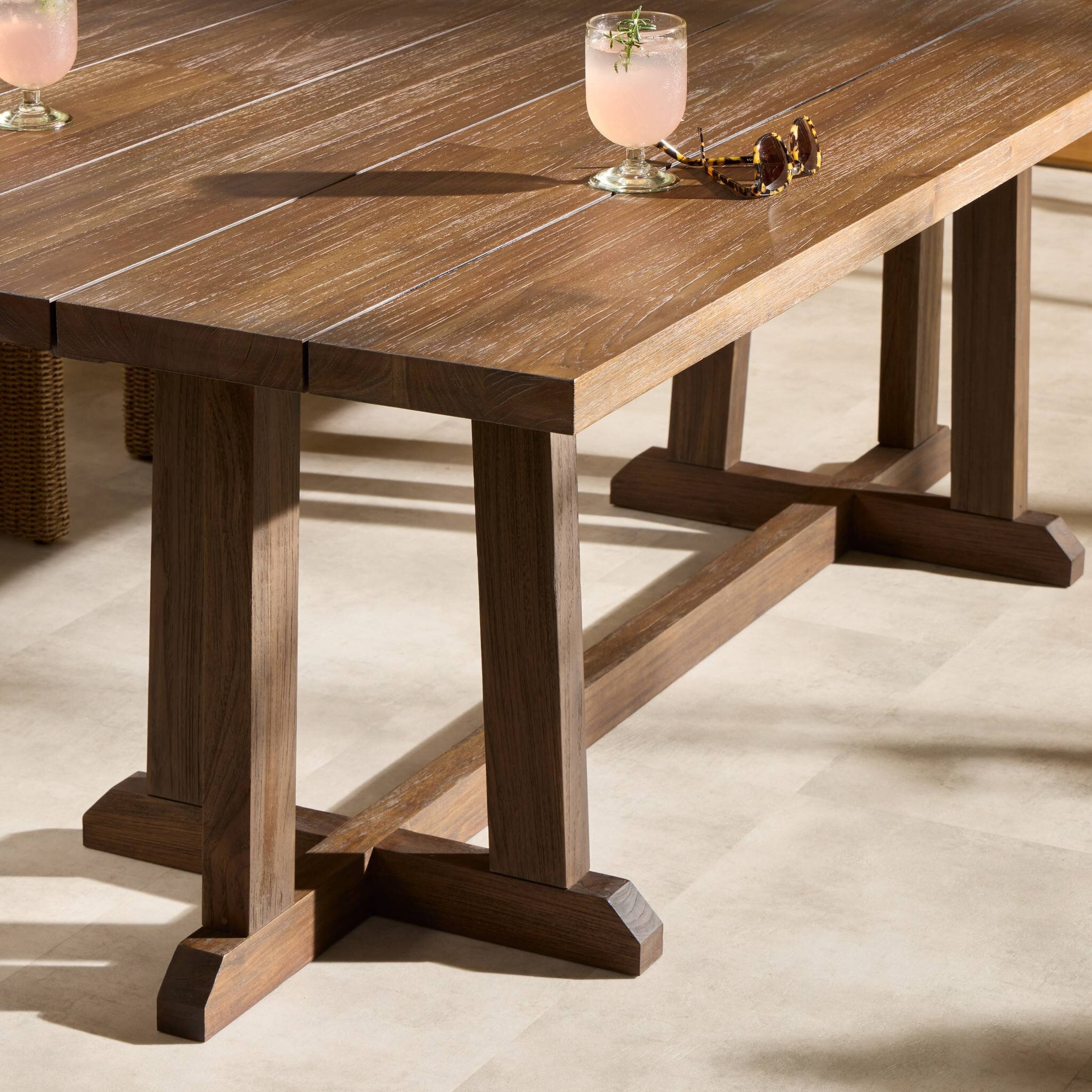 Indie Outdoor Dining Table - Stained Saddle Brown FSC - Image 12