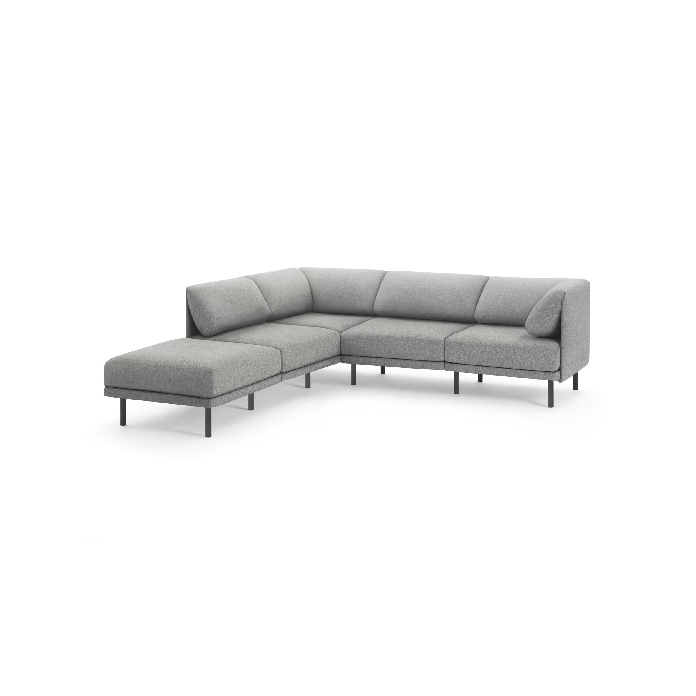 Range 5-Piece One Arm Sectional Lounger in Stone Gray - Image 0