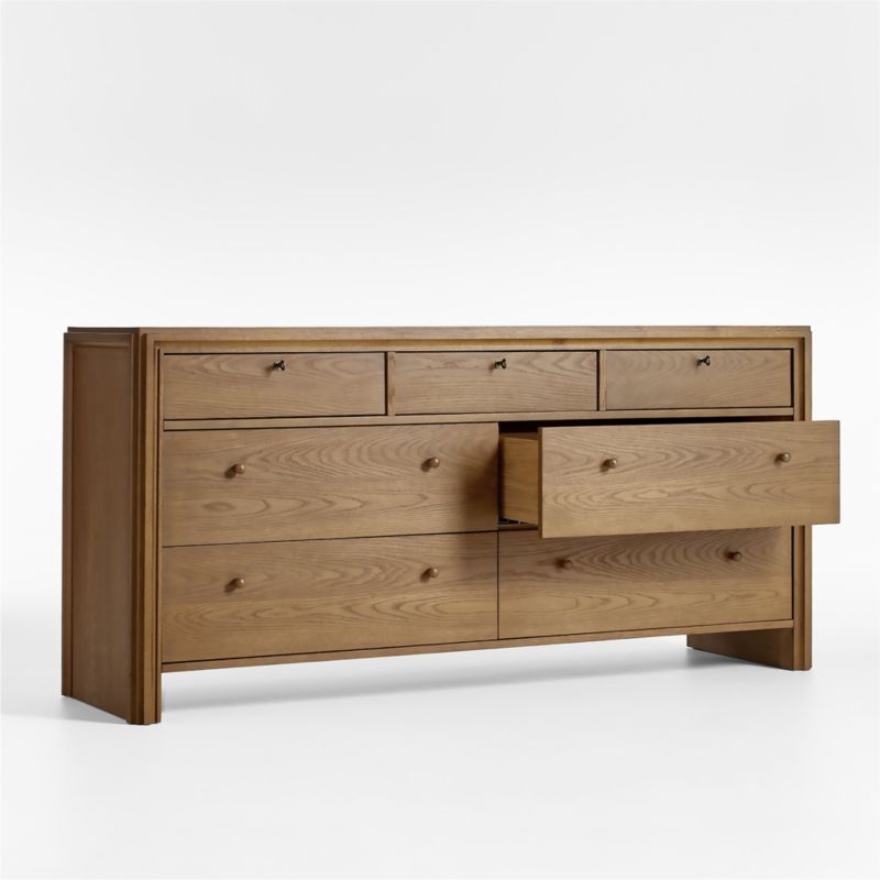 Caldwell 72" Barley Brown Oak Wood 7-Drawer Dresser by Jake Arnold - Image 4