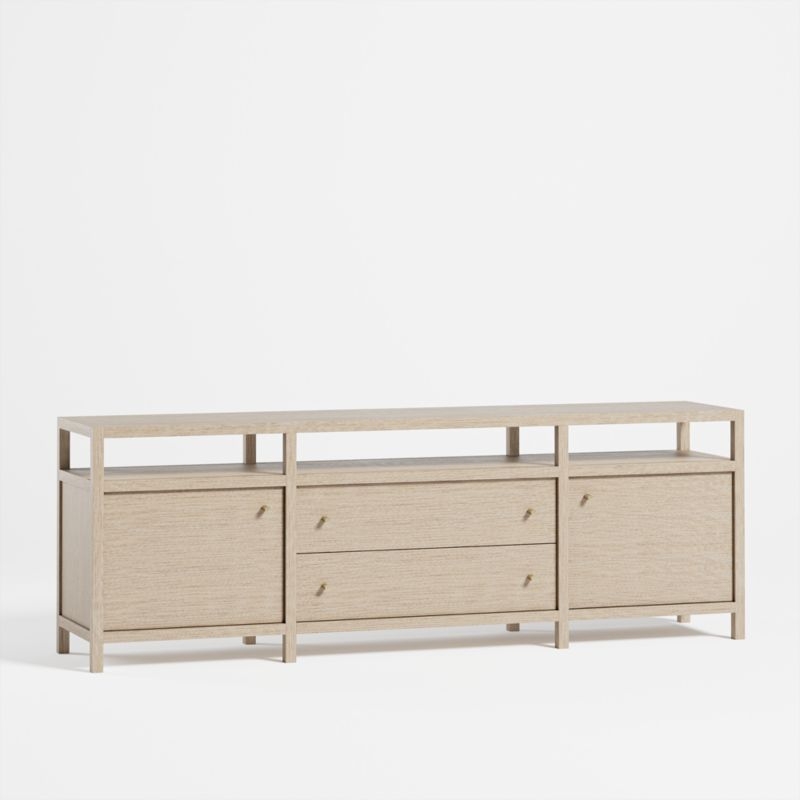 Keane Weathered Natural Wood 86" Storage Media Console - Image 1