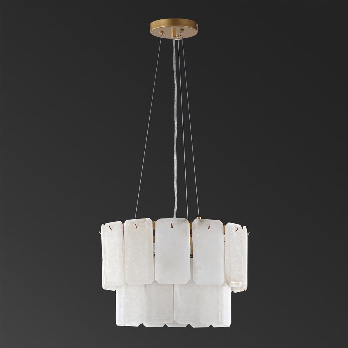 Fernandez Marble 2 Tier Chandelier - Gold / White - Safavieh - Image 0