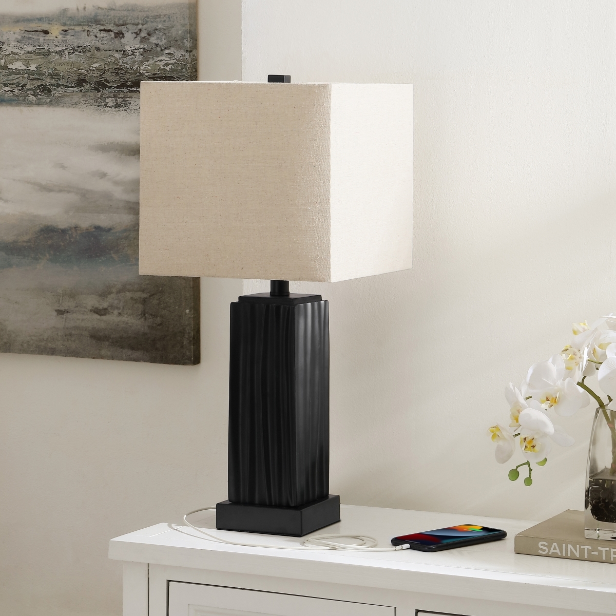 Park 22" Table Lamp W/ Usb - Black - Safavieh - Image 1