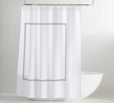 Grand Embroidered Organic Shower Curtain, 72", Black - Image 0