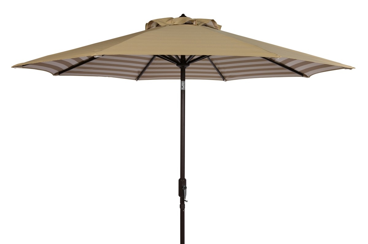 Athens 11Ft Crank Umbrella - Beige - Safavieh - Image 0