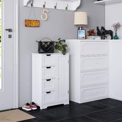 White Bathroom Furniture Storage Cabinet 4 Drawer Cupboard Free Standing Unit Uk - Image 0