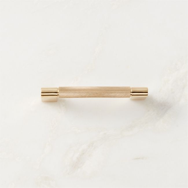4" Nicolo Knurled Unlacquered Brass Handle - Image 0
