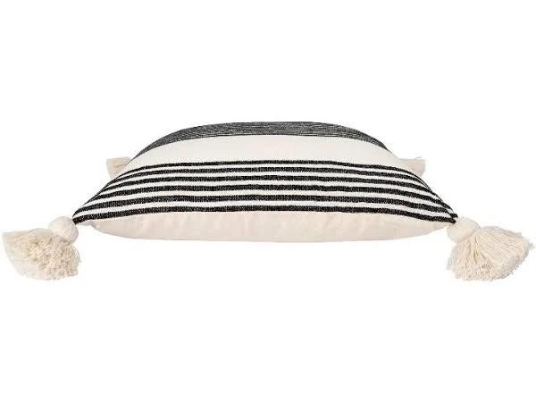 Perry Striped Pillow, Black, 20" x 20" - Image 2